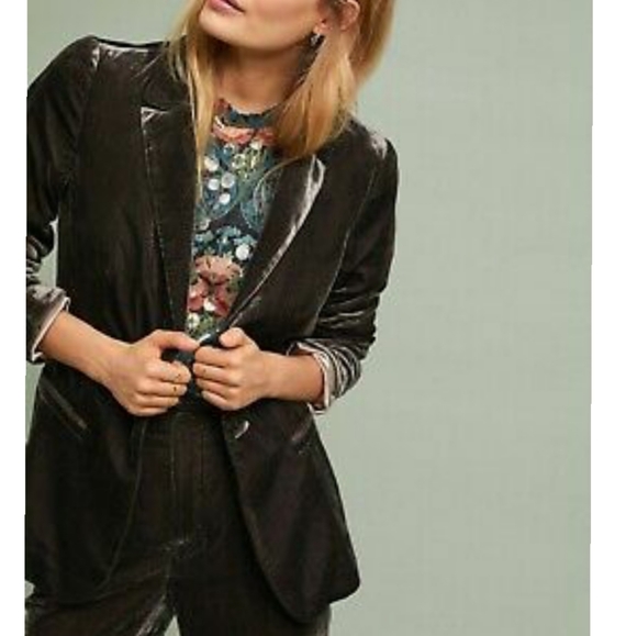 Anthropologie Jackets & Blazers - 🎉Anthro Ette Twa Gray Velvet Single Button Blazer